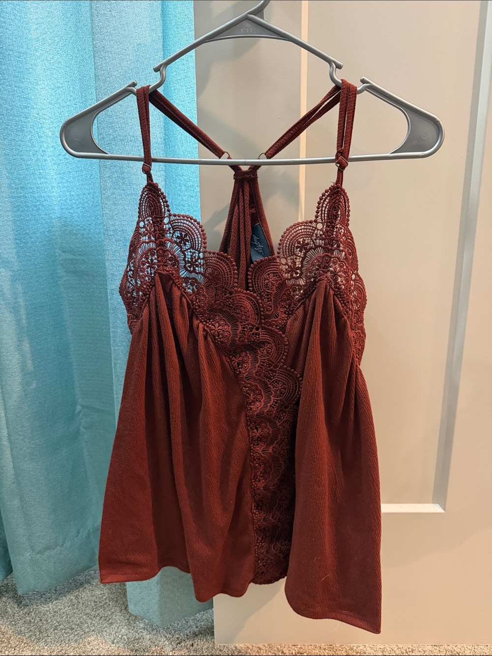 Daytrip Rust Lace-Trim Tank Top